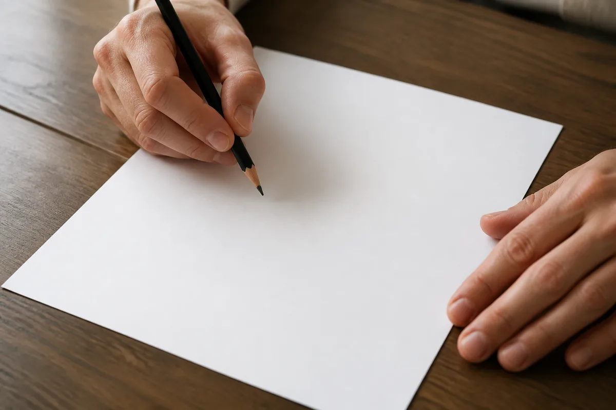 Mains annotant au crayon les marges d’un feuillet imprimé